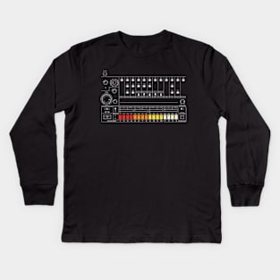 Vintage Drum Machine White Lines Kids Long Sleeve T-Shirt